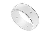 7MM Milgrain Wedding Band with Diamonds : 14K White Gold - 0.05 CT TDW