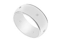 8MM Milgrain Wedding Band with Diamonds : 14K White Gold - 0.10 CT TDW