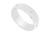 5MM Comfort Fit Half Round Wedding Band with Diamonds : 14K White Gold - 0.05 CT TDW