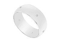 7MM Comfort Fit Half Round Wedding Band with Diamonds : 14K White Gold - 0.05 CT TDW