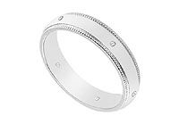 4MM Comfort Fit Milgrain Wedding Band with Diamonds : 14K White Gold - 0.05 CT TDW
