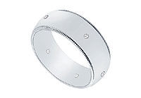 7MM Milgrain Wedding Band with Diamonds : Platinum - 0.05 CT TDW
