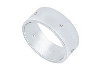 7MM Comfort Fit Flat Wedding Band with Diamonds : Platinum - 0.05 CT TDW