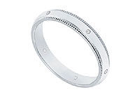 2.5MM Comfort Fit Milgrain Wedding Band with Diamonds : Platinum - 0.05 CT TDW