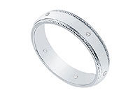 4MM Comfort Fit Milgrain Wedding Band with Diamonds : Platinum - 0.05 CT TDW