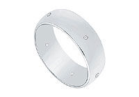 6MM Comfort Fit Half Round Wedding Band with Diamonds : Platinum - 0.05 CT TDW