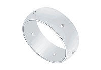 7MM Comfort Fit Half Round Wedding Band with Diamonds : Platinum - 0.05 CT TDW