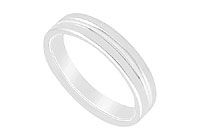 4MM Comfort Fit Fancy Flat Wedding Band : 14K White Gold