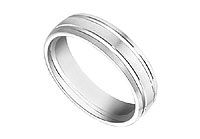 6MM Comfort Fit Fancy Half Round Wedding Band : 14K White Gold