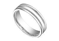6MM Comfort Fit Fancy Milgrain Wedding Band : 14K White Gold