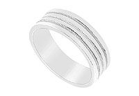 6MM Comfort Fit Fancy Milgrain Wedding Band : 14K White Gold