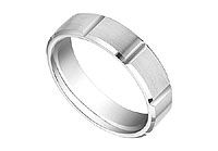 6MM Comfort Fit Fancy Brick Design Wedding Band : 14K White Gold