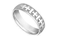 6MM Comfort Fit Fancy Cross Wedding Band : 14K White Gold