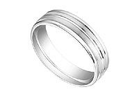 6MM Comfort Fit Fancy Groove Wedding Band : 14K White Gold