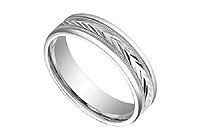 6MM Comfort Fit Fancy Milgrain Wedding Band : 14K White Gold
