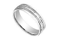 6MM Comfort Fit Fancy Brick Style Wedding Band : 14K White Gold