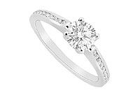Diamond Engagement Ring : 14K White Gold - 0.75 CT Diamonds
