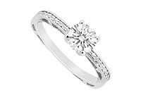 Diamond Engagement Ring : 14K White Gold - 0.75 CT Diamonds