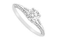 Diamond Engagement Ring : 14K White Gold - 0.75 CT Diamonds