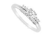 Diamond Engagement Ring : 14K White Gold - 0.75 CT Diamonds