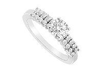 Diamond Engagement Ring : 14K White Gold - 0.75 CT Diamonds