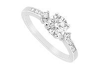 Diamond Engagement Ring : 14K White Gold - 0.75 CT Diamonds