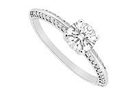Diamond Engagement Ring : 14K White Gold - 0.75 CT Diamonds