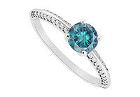 Blue Diamond Engagement Ring : 14K White Gold - 0.75 CT Diamonds