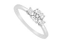 Diamond Engagement Ring :  14K White Gold - 0.75 CT Diamonds