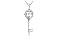 Diamond Floral Key Pendant : 14K White Gold - 0.50 CT Diamonds
