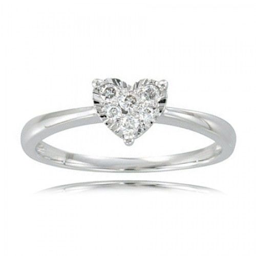Ladies' 14k White Gold Polished Heart Diamond Ring
