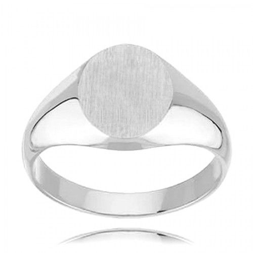 14k White Gold Unisex Rounded Signet Ring