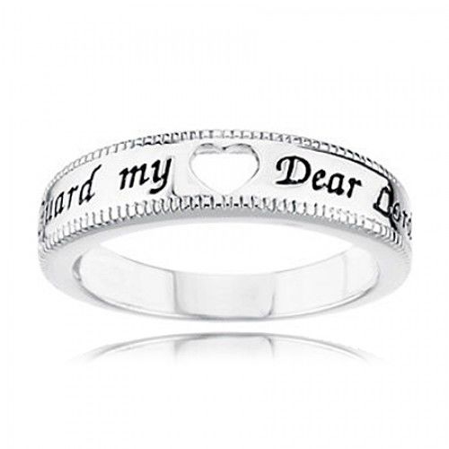 Sterling Silver ""Dear Lord, Guard My Heart"" Heart Ring For Ladies