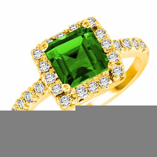 10K Yellow Gold Square Peridot and Diamond Ring