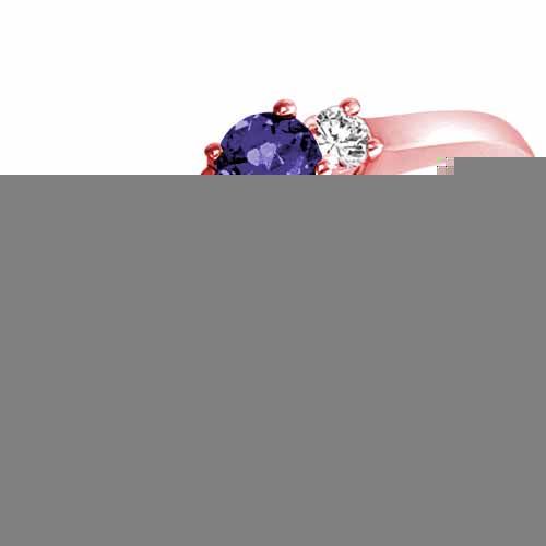 14K Rose Gold Round 3 Stone Blue Sapphire and Diamond Ring (0.25 cttw)