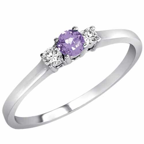 Platinum Round 3 Stone Tanzanite and Diamond Ring (0.25 cttw)