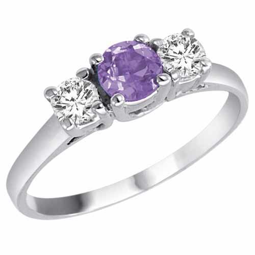 Platinum Round 3 Stone Tanzanite and Diamond Ring (0.95 cttw)