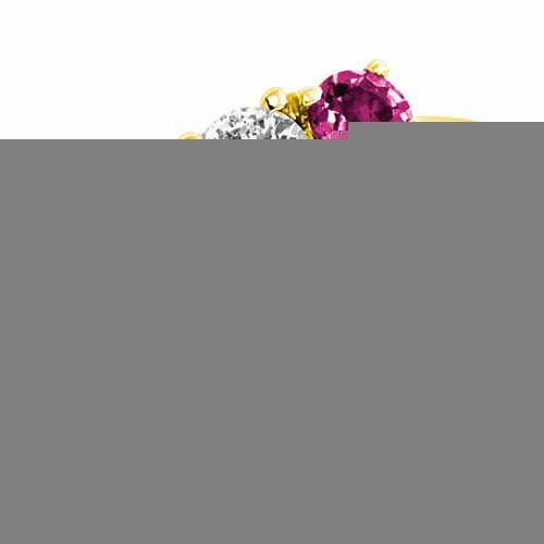 18K Yellow Gold Round 3 Stone Diamond and Pink Topaz Accented Engagement Ring (0.45 cttw)