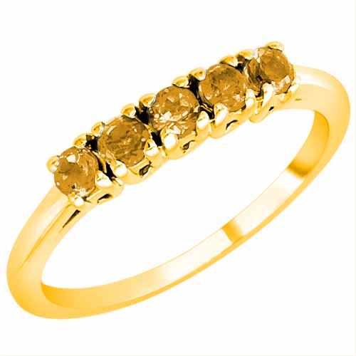 14K Yellow Gold Round 5 Stone Citrine Band Ring (2/5 cttw)