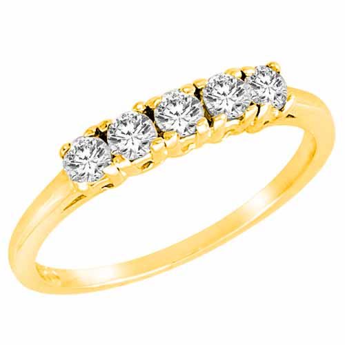 5 Stone Round Diamond Ring in 14K Yellow Gold (2/5 )