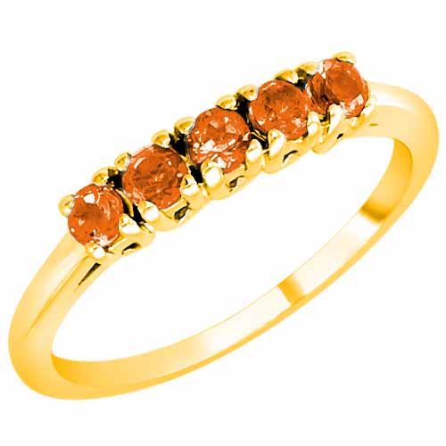 10K Yellow Gold Round 5 Stone Fire Opal Band Ring (2/5 cttw)