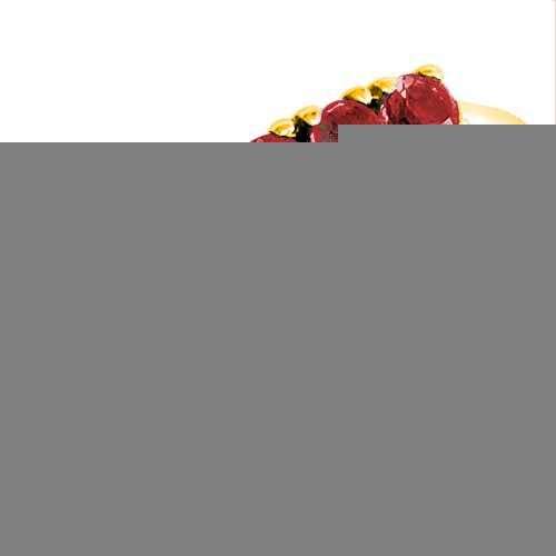 18K Yellow Gold Round 5 Stone Garnet Band Ring (2/5 cttw)