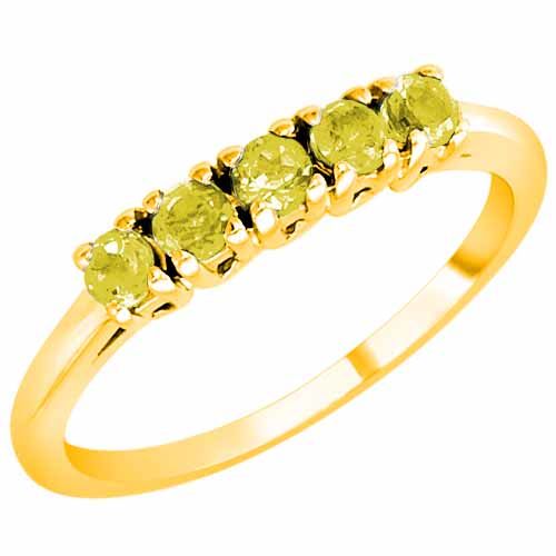 14K Yellow Gold Round 5 Stone Lemon Quartz Band Ring (2/5 cttw)
