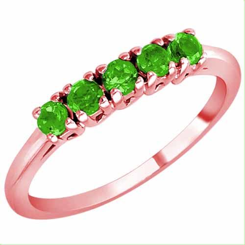 18K Rose Gold Round 5 Stone Peridot Band Ring (2/5 cttw)