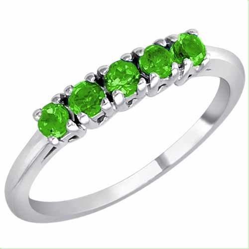 Sterling Silver Round 5 Stone Peridot Band Ring (2/5 cttw)