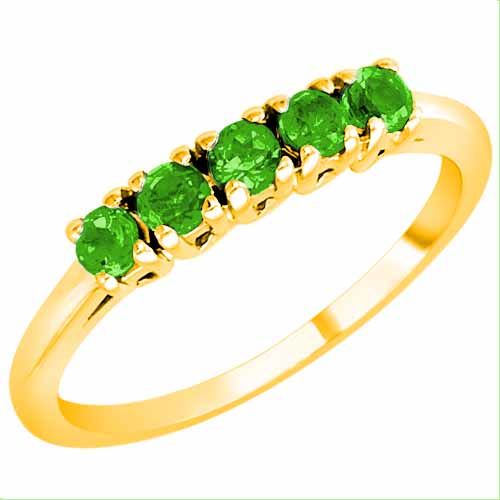10K Yellow Gold Round 5 Stone Peridot Band Ring (2/5 cttw)