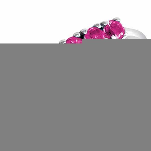 14K White Gold Round 5 Stone Pink Sapphire Band Ring (2/5 cttw)