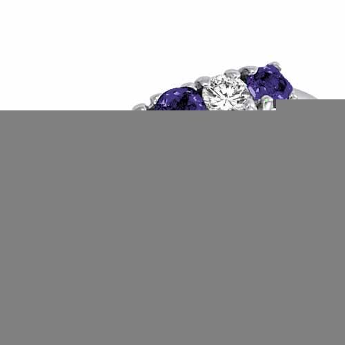 14K White Gold Round 5 Stone Diamond and Blue Sapphire Band Ring (2/5 cttw)