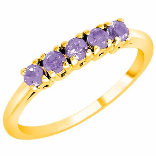 18K Yellow Gold Round 5 Stone Tanzanite Band Ring (2/5 cttw)
