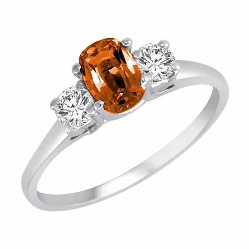 18K White Gold 3 Stone Cushion Fire Opal and Round Diamond Ring (0.45 cttw)